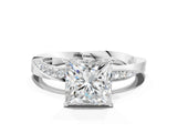 White gold Princess Cut Diamond Engagement Ring with Side Stone Accents and Four-Prong Setting_107