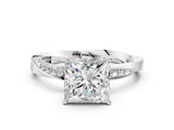 White gold Princess Cut Diamond Engagement Ring with Side Stone Accents and Four-Prong Setting_35