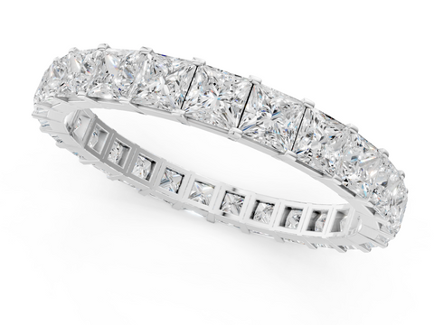 White gold Princess Cut Diamond Eternity Band with Channel Setting and Shared Prong_19