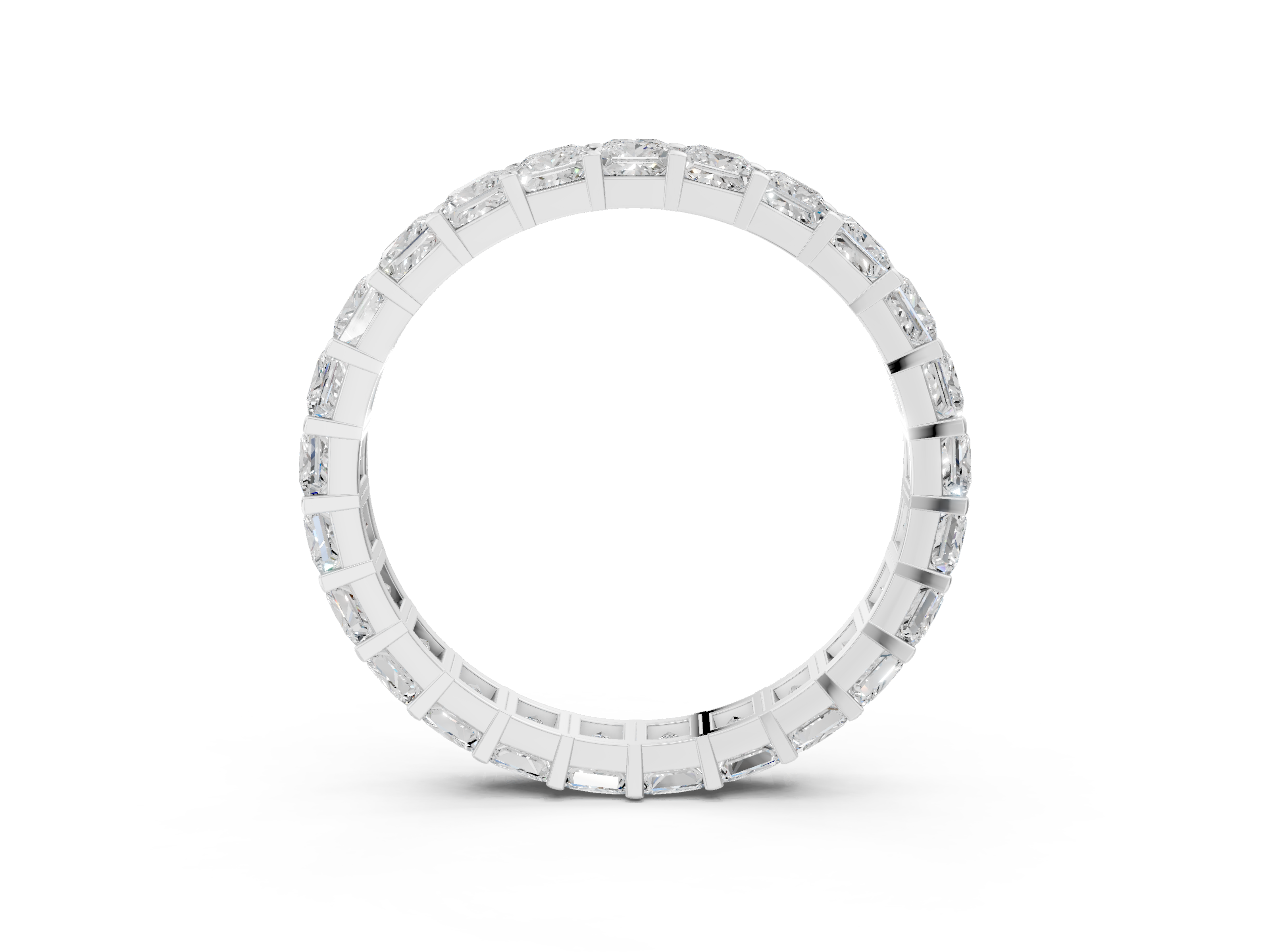 White gold Princess Cut Diamond Eternity Band with Channel Setting and Shared Prong_21