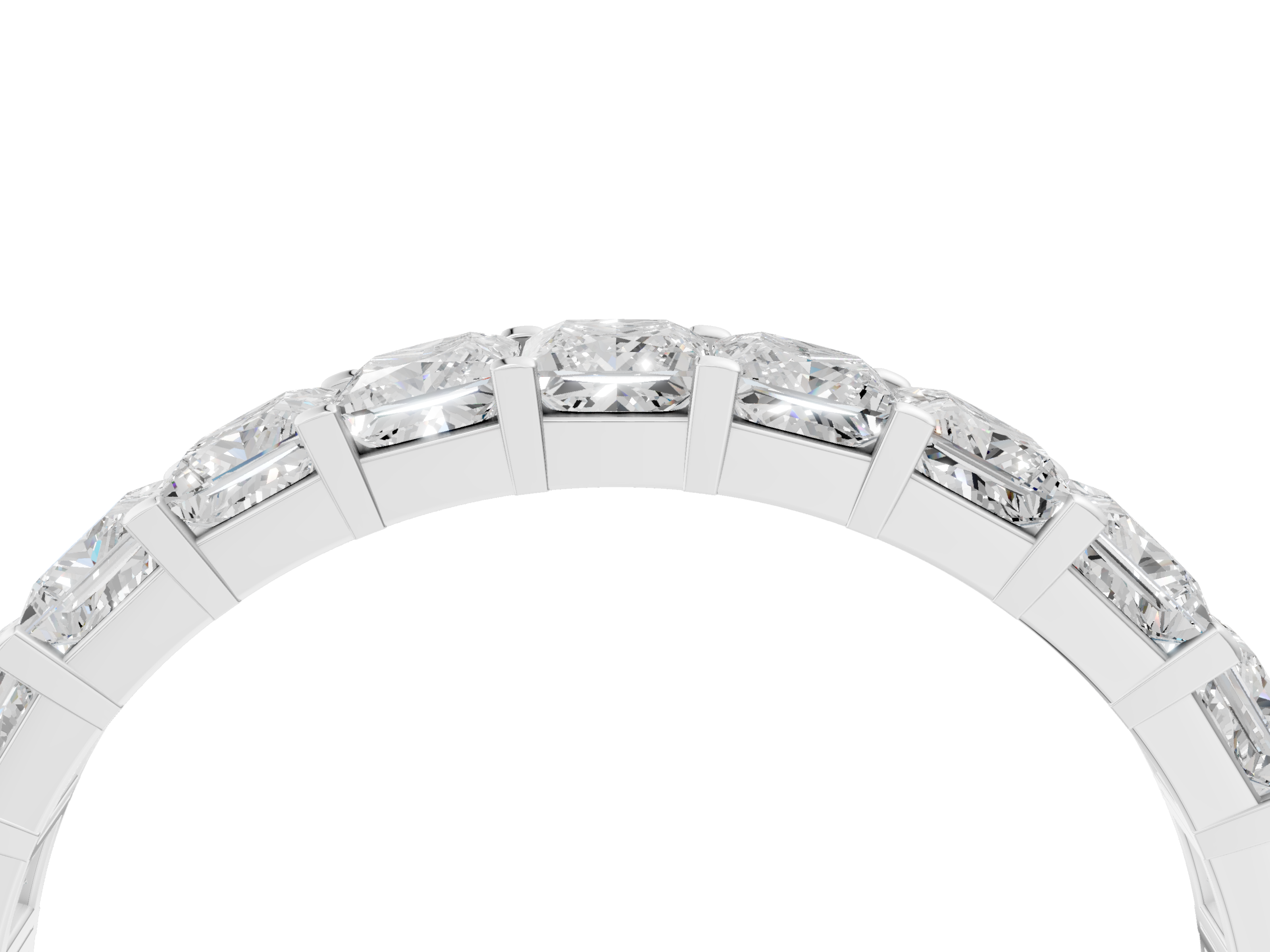 White gold Princess Cut Diamond Eternity Band with Channel Setting and Shared Prong_22