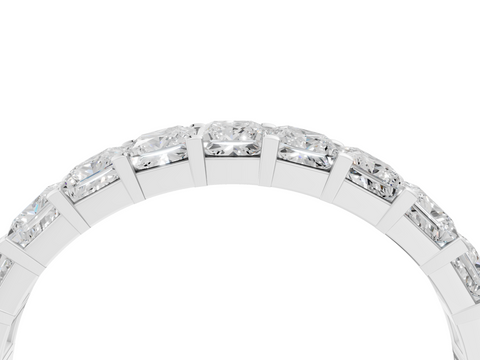 White gold Princess Cut Diamond Eternity Band with Channel Setting and Shared Prong_22