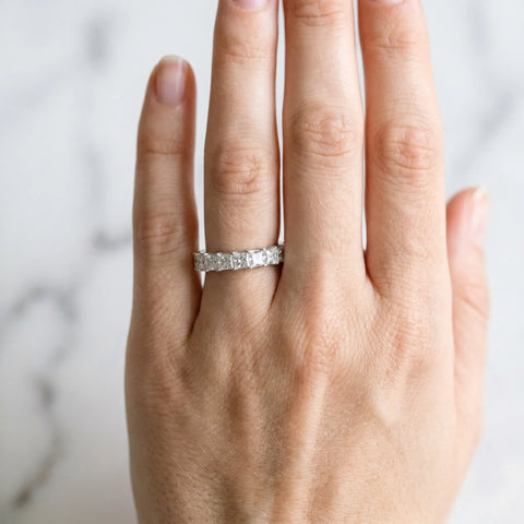 10K White Gold Princess Cut Diamond Eternity Band with Channel Setting and Shared Prong