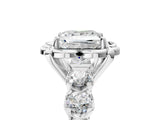 White gold Princess Cut Diamond Floral Halo Engagement Ring with Shared Prong Setting 1