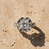 White gold Princess Cut Diamond Floral Halo Engagement Ring with Shared Prong Setting_15