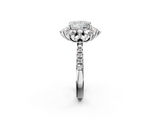 White gold Princess Cut Diamond Floral Halo Pave Band with Prong Setting_39