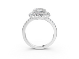 White gold Princess Cut Diamond Floral Halo Pave Band with Prong Setting_40