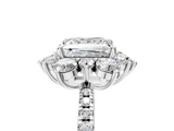 White gold Princess Cut Diamond Floral Halo Pave Band with Prong Setting_42
