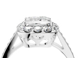 White gold Princess Cut Diamond Floral Halo Ring with Pavé Band and Prong Setting_14