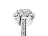 White gold Princess Cut Diamond Floral Halo Ring with Pavé Band and Prong Setting_15