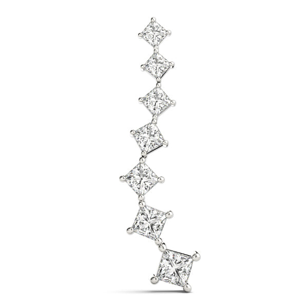 Silver Princess Cut Diamond Graduated Prong Pendant