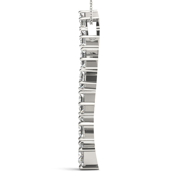 Silver Princess Cut Diamond Graduated Prong Pendant