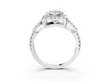 White gold Princess Cut Diamond Halo Engagement Ring with Open Split Pavé Band_17