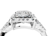White gold Princess Cut Diamond Halo Engagement Ring with Open Split Pavé Band_18