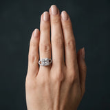 White gold Princess Cut Diamond Halo Engagement Ring with Open Split Pavé Band_25