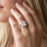 White gold Princess Cut Diamond Halo Engagement Ring with Open Split Pavé Band_27