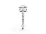 White gold Princess Cut Diamond Halo Engagement Ring with Pavé Band and Prong Setting_29