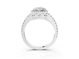 White gold Princess Cut Diamond Halo Engagement Ring with Pavé Band and Prong Setting_30