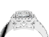 White gold Princess Cut Diamond Halo Engagement Ring with Pavé Band and Prong Setting_31