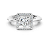 White gold Princess Cut Diamond Halo Engagement Ring with Split Shank and Four-Prong Setting_111