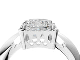 White gold Princess Cut Diamond Halo Engagement Ring with Split Shank and Four-Prong Setting_112