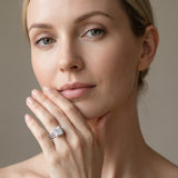 White gold Princess Cut Diamond Halo Engagement Ring with Split Shank and Four-Prong Setting_99