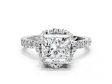 White gold Princess Cut Diamond Halo Pave Band with Four-Prong Setting_3