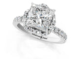 White gold Princess Cut Diamond Halo Pave Band with Four-Prong Setting_4