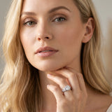 White gold Princess Cut Diamond Halo Ring with Milgrain Pavé Band and Four-Prong Setting_107