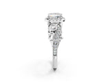 White gold Princess Cut Diamond Halo Ring with Milgrain Pavé Band and Four-Prong Setting_96