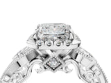 White gold Princess Cut Diamond Halo Ring with Milgrain Pavé Band and Four-Prong Setting_99