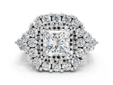 White gold Princess Cut Diamond Halo Ring with Pavé Band and Four-Prong Setting_62