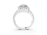 White gold Princess Cut Diamond Halo Ring with Pavé Band and Prong Setting_10