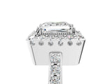 White gold Princess Cut Diamond Halo Ring with Pavé Band and Prong Setting_12