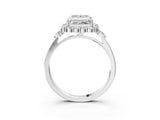 White gold Princess Cut Diamond Halo Ring with Pear Side Stones and Prong Setting_75