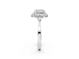 White gold Princess Cut Diamond Halo Ring with Pear Side Stones and Prong Setting_76