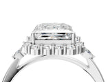 White gold Princess Cut Diamond Halo Ring with Pear Side Stones and Prong Setting_78