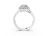 White gold Princess Cut Diamond Halo Ring with Round Brilliant Halo and Solitaire Band_119