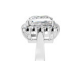 White gold Princess Cut Diamond Halo Ring with Round Brilliant Halo and Solitaire Band_121