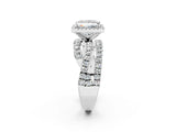 White gold Princess Cut Diamond Halo Ring with Round Split Shank and Prong Setting_14