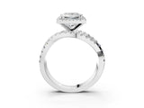 White gold Princess Cut Diamond Halo Ring with Round Split Shank and Prong Setting_15