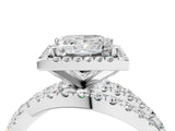 White gold Princess Cut Diamond Halo Ring with Round Split Shank and Prong Setting_16