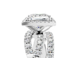 White gold Princess Cut Diamond Halo Ring with Round Split Shank and Prong Setting_17