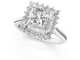 White gold Princess Cut Diamond Halo Ring with Solitaire Band and Prong Setting_101