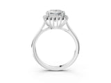 White gold Princess Cut Diamond Halo Ring with Solitaire Band and Prong Setting_103