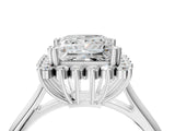 White gold Princess Cut Diamond Halo Ring with Solitaire Band and Prong Setting_111
