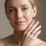 White gold Princess Cut Diamond Halo Ring with Split Shank Pavé Band and Prong Setting_169