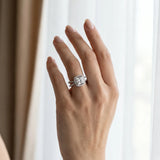 10K White Gold 1.08 Carat D VS1 Princess Diamond Halo Ring with Split Shank Pavé Band and Prong Setting