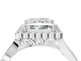 White gold Princess Cut Diamond Halo Ring with Vintage Split Shank and Four-Prong Setting_51