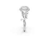 White gold Princess Cut Diamond Halo Ring with Vintage Split Shank and Four-Prong Setting_51
